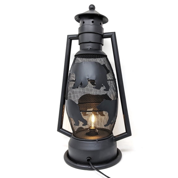 Rustic Electric Metal Bear Electric Lantern Night Light Cabin Lodge Decor Gift