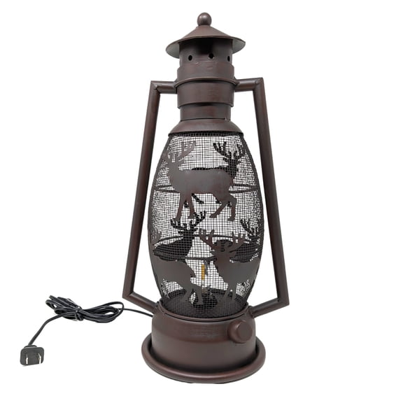 Rustic Electric Metal Deer Plug In Lantern Night Light Cabin Lodge LogDecor