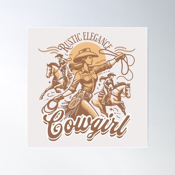 Rustic Elegance, Cowgirl Poster Wall Art, Modern Wall Decor For Living Room Bedroom, 8x12 UNFRAMED