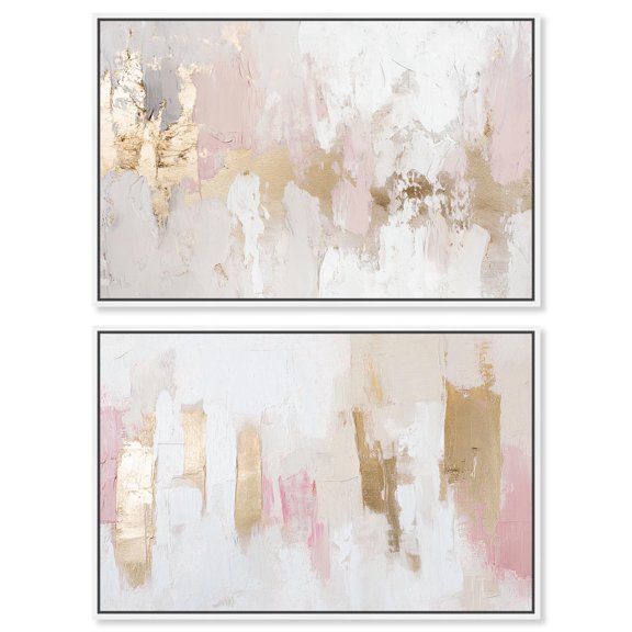 Rustic Elegance Set Canvas Set of 2 Calming Wall Art by Art Remedy, White Frame, 24 x 16