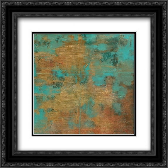 Rustic Elegance Square II 2x Matted 20x20 Black Ornate Framed Art Print by Elaine-Cusson, Marie