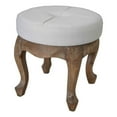 thumbnail image 1 of Rustic Elegance Tufted Fabric with Rustic Fringe Round Stool w/Rustic Wood Legs, 1 of 2