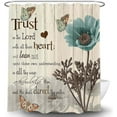 thumbnail image 1 of Rustic Elegant Teal Tulip Shower Curtain, Bible Verse Inspirational Motivational Quote Fabric Shower Curtain Set, Polyester Vintage Farmhouse Floral Bathroom Accessory with Hook 72x72Inch, Beige, 1 of 5