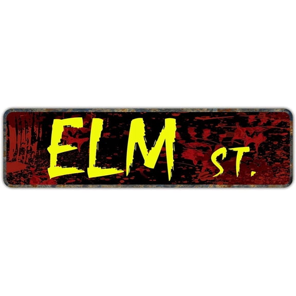 Rustic Elm Street Metal Plaque Retro Tin Wall Decor Sign, 4 x 16 Inches