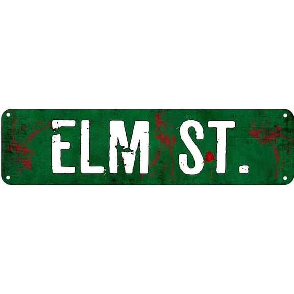 Rustic Elm Street Metal Plaque Retro Tin Wall Decor Sign 4x16 Inch