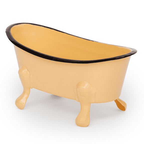 Rustic Enamel 1 Piece 5.5" Metal Clawfoot Mini Bathtub Soap Dish Mini Bath Tub Decoration Clawfoot Tub Soap Caddy Lemon