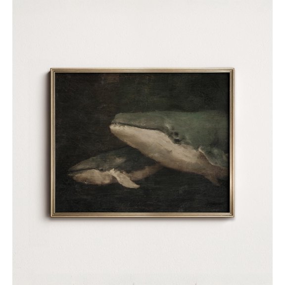 Rustic English Country Lane Serene Fall Landscape Vintage Whale Moody Nautical Coastal Art Poster, UNFRAMED Size 16x16