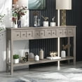 thumbnail image 1 of Rustic 60" Entryway Console Table with Varied Size Drawers and Bottom Shelf for Storage-Gray, 1 of 9