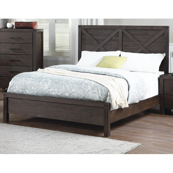 Rustic Espresso 1pc Queen Bed | X-Design HB Unique Look Furniture