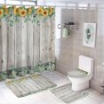 thumbnail image 1 of Rustic Eucalyptus 4 Pcs Shower Curtain Set Bathroom Set Watercolor Farmhouse Eucalyptus Leaves Floral Sunflower Shower Mat Shower Curtain with Rug 12 Hooks,72" W x 72" L, 1 of 8