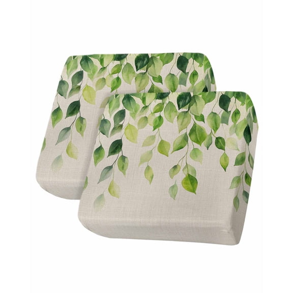 Rustic Eucalyptus Leaf Sofa Couch Cushion Covers Washable, Removable Stretchable Sectional Couch Covers, Retro Botanical Plants Vines Slipcovers for L & T Shape Sofa Furniture Protector S Size 2 pcs