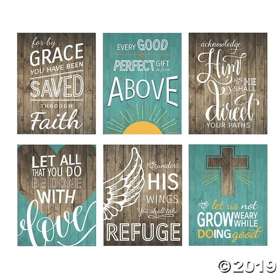 Rustic Faith Poster Set - Educational - 6 Pieces
