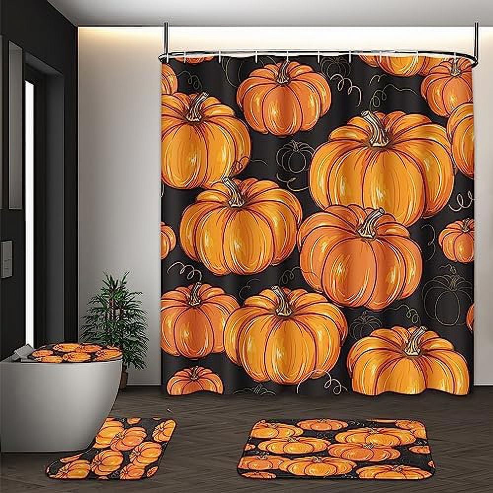 Rustic Fall Bathroom Set with Shower Curtain and Rugs and Accessories