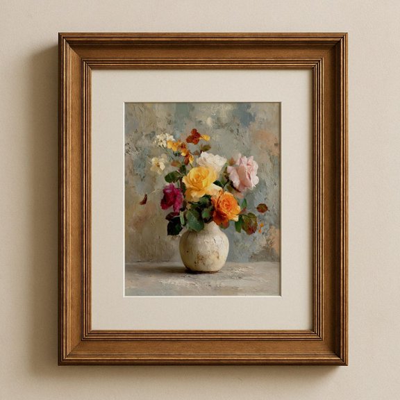 Rustic Fall Floral Bouquet Elegant Vintage Artwork, Muted Autumn Colors, Print Poster Wall Art, Cottagecore Decor Print Poster 93, Size 12x18 UNFFRAMED F03.1.7l63