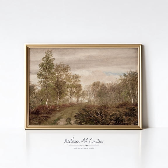 Rustic Fall Landscape Print Moody Autumn Wall Art Vintage Country Wall Art Farmhouse Cottagecore Decor Print Home Decor #2535, Stretched Canvas Size 12x18