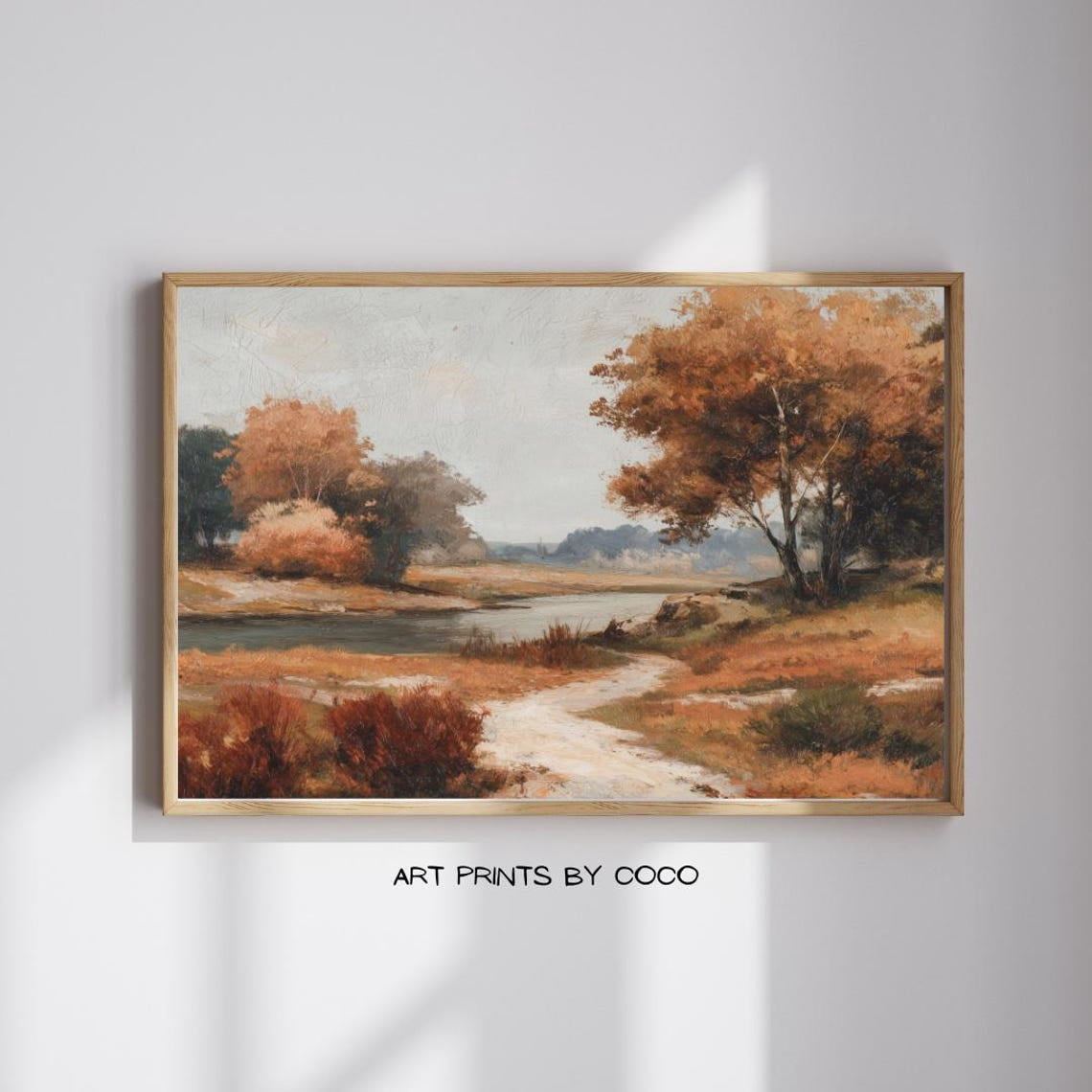 Rustic Fall Landscape Wall Art Print With Vintage Farmhouse And ...