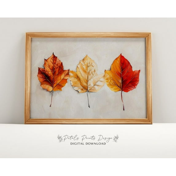 Rustic Fall Leaf Still Life, Vintage Autumn Print Home Decor #1936, Stretched Canvas Size 16x24