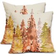 thumbnail image 1 of Rustic Fall Pillow Covers 16x16 Set of 2 Watercolor Tree Autumn Color Nature Themed Style Burnt Orange Yellow Forest Print Decorative Throw Pillows Outdoor Linen Cushion Case Decor for Sofa Couch Bed, 1 of 6