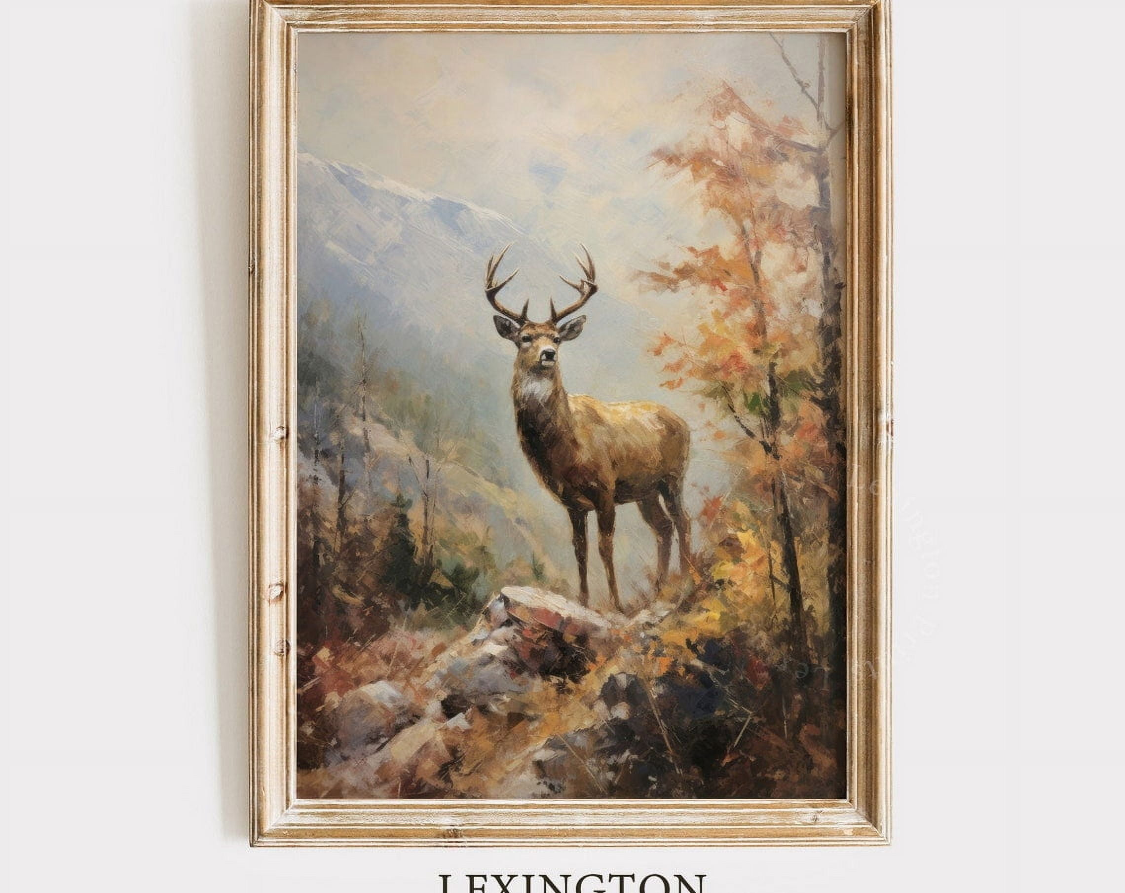 Rustic Fall Wall Art Deer Painting Fall Decor Vintage Autumn Decor Oil ...