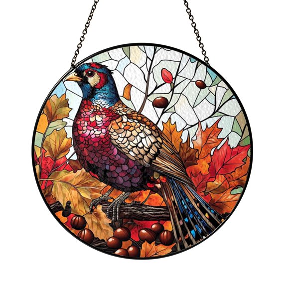 Rustic Fall Wild Pheasant Suncatcher Wall Display Wall Ornament Art