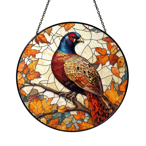 Rustic Fall Wild Pheasant Suncatcher Window Present For Room Art