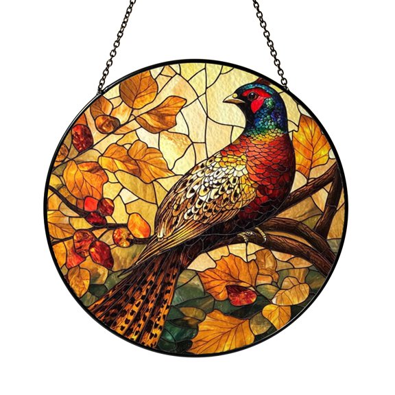 Rustic Fall Wild Pheasant Suncatcher Window Present For Room Decor