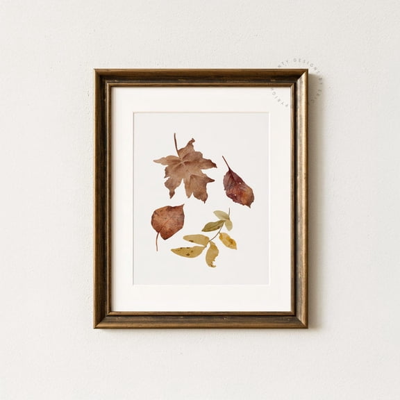 Rustic Falling Leaves Autumn Wall Art, Unframed Canvas Size 8x12