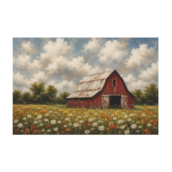Rustic Farm Barn Landscape Canvas Wall Art For Living Room Bedroom Kitchen Home Decor Red 12*18in