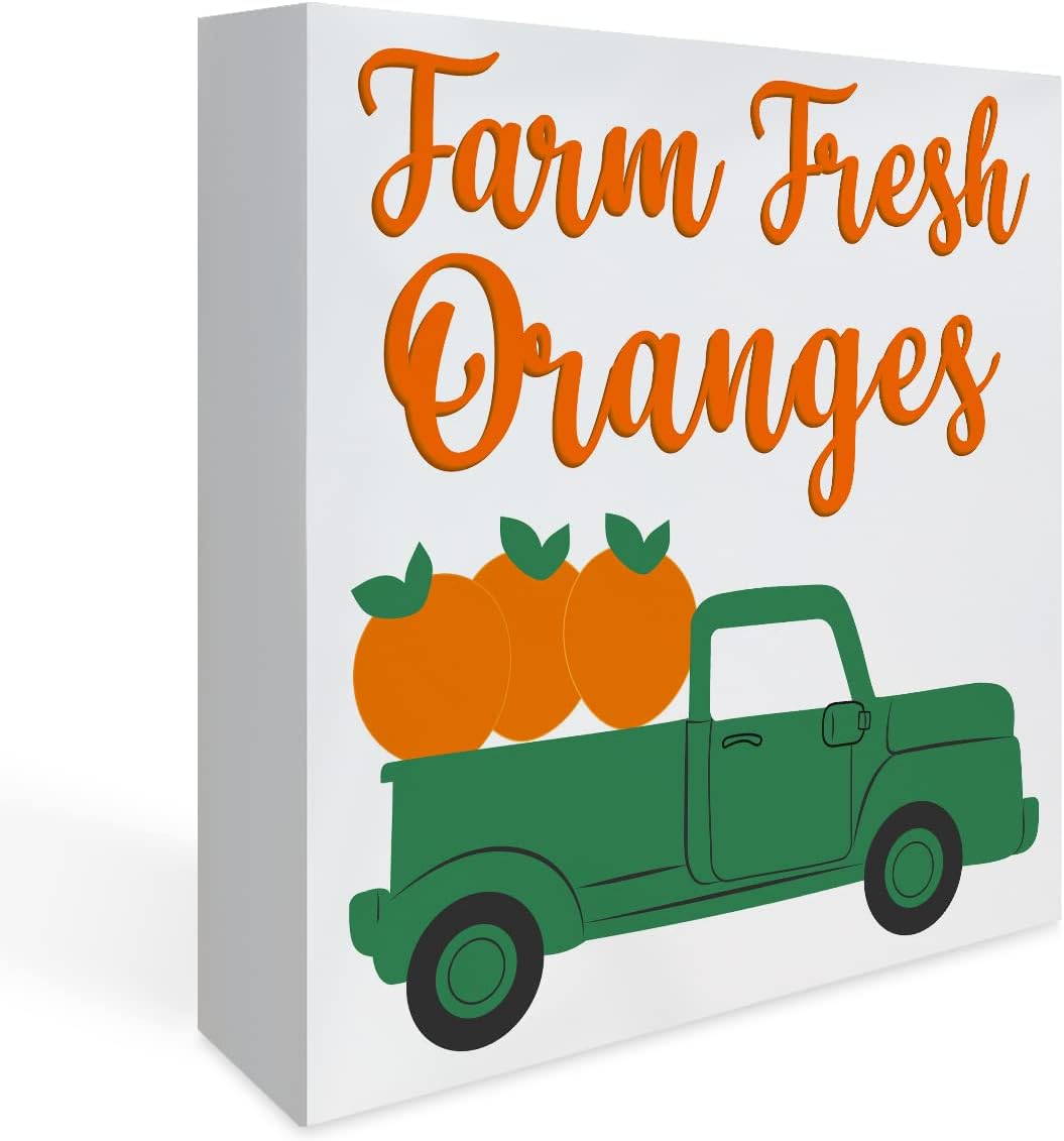 Rustic Farm Fresh Oranges Wood Box Sign, Farmhouse Orange Artwork Decor ...