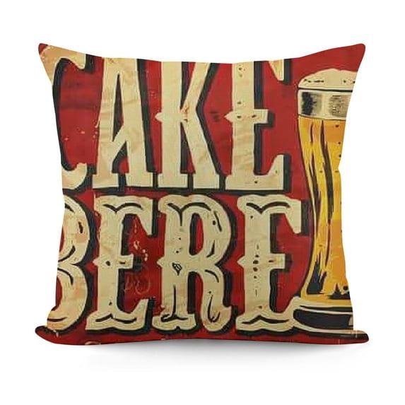 Rustic Farm Funny Quote Pillow Covers Decorative Vintage Drink Beer Lettering Red Throw Pillow Case Cushion Cover with Words  for Home Sofa Bed (Quote Beer)