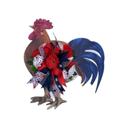 Rustic Farm Rooster Wreath Sign - Welcome Hanging Plaque for Front Door Decor