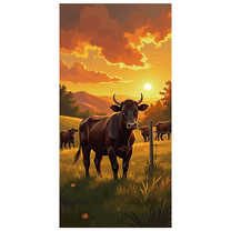 Rustic Farm Scene Banner with Cows and Sunset Background Party Decors Photography Props Backdrop for Farm Themed Parties Rustic Gatherings Country Events