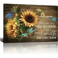 thumbnail image 1 of Rustic Farm Sunflower Wall Art Sunflower Dragonfly Canvas Print Paintings Framed Inspirational Quotes Pictures Modern Home Decor For Living Room Kitchen Bathroom Ready To Hang,12x16 Inch, 1 of 6