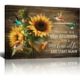 thumbnail image 1 of Rustic Farm Sunflower Wall Art Sunflower Hummingbird Canvas Print Paintings Framed Inspirational Quotes Pictures Modern Home Decor For Living Room Kitchen Bathroom Ready To Hang,12x16 Inch, 1 of 6