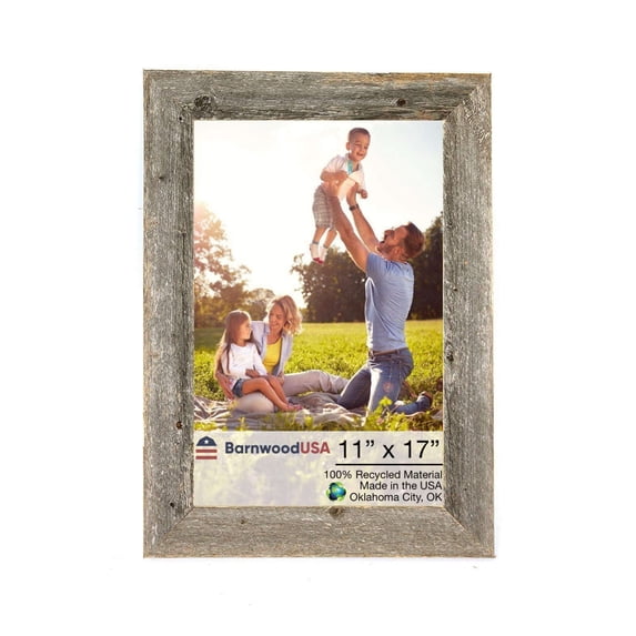 Rustic Farmhouse 11" x 17" Weathered Gray Reclaimed Wood Picture Frame (1.50" Molding)