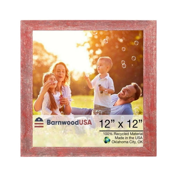 Rustic Farmhouse 12" x 12" Rustic Red Reclaimed Wood Picture Frame (1.50" Molding)