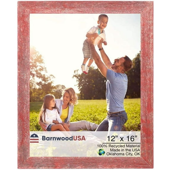 Rustic Farmhouse 12" x 16" Rustic Red Reclaimed Wood Picture Frame (1.50" Molding)