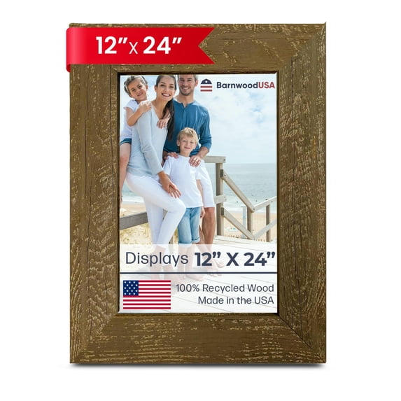BARNWOODUSA Farmhouse 12x24 Picture Frame 1 1/2 inch Molding 100% Reclaimed Wood Rustic Espresso