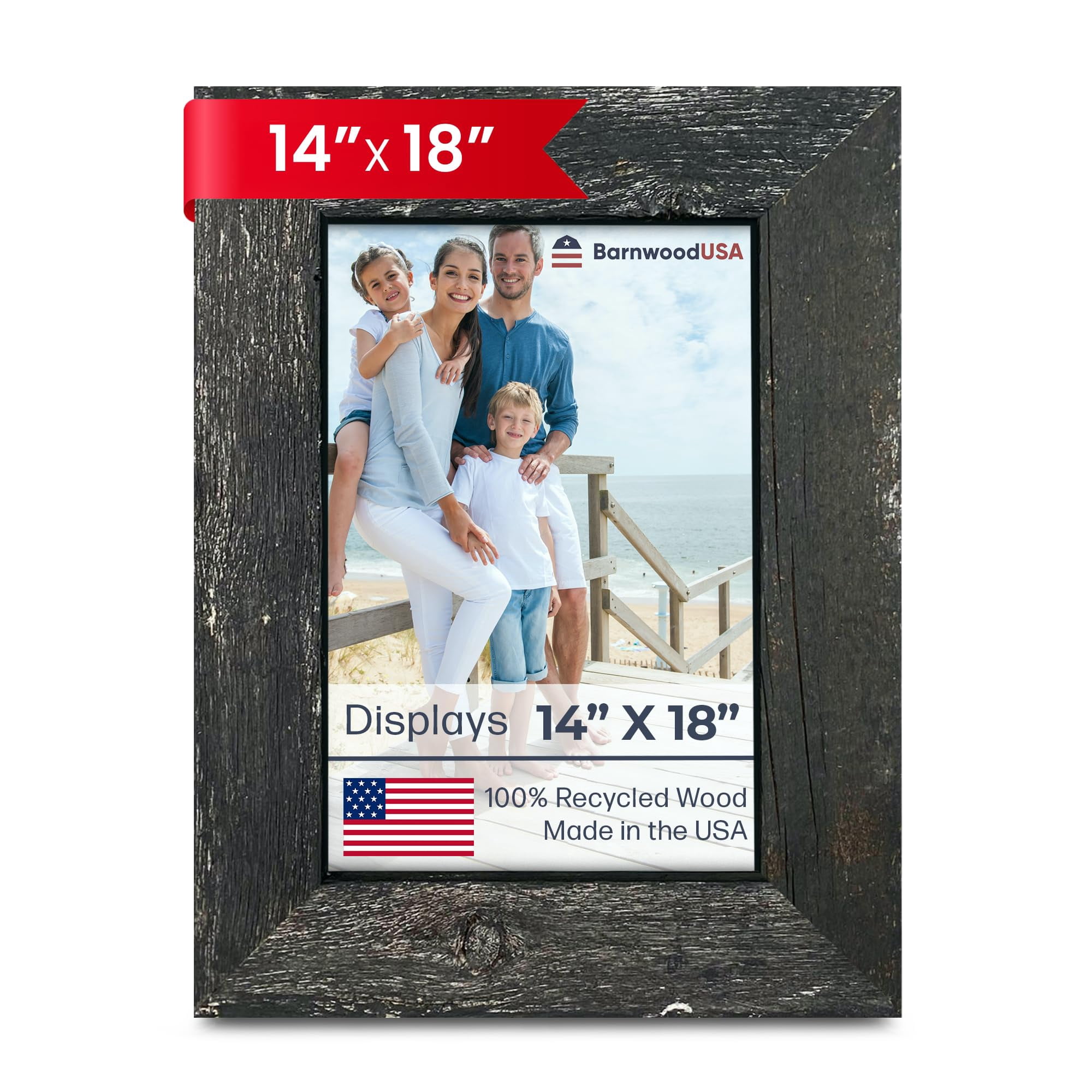 BARNWOODUSA Farmhouse 14x18 Picture Frame 1 1/2 inch Molding 100% ...