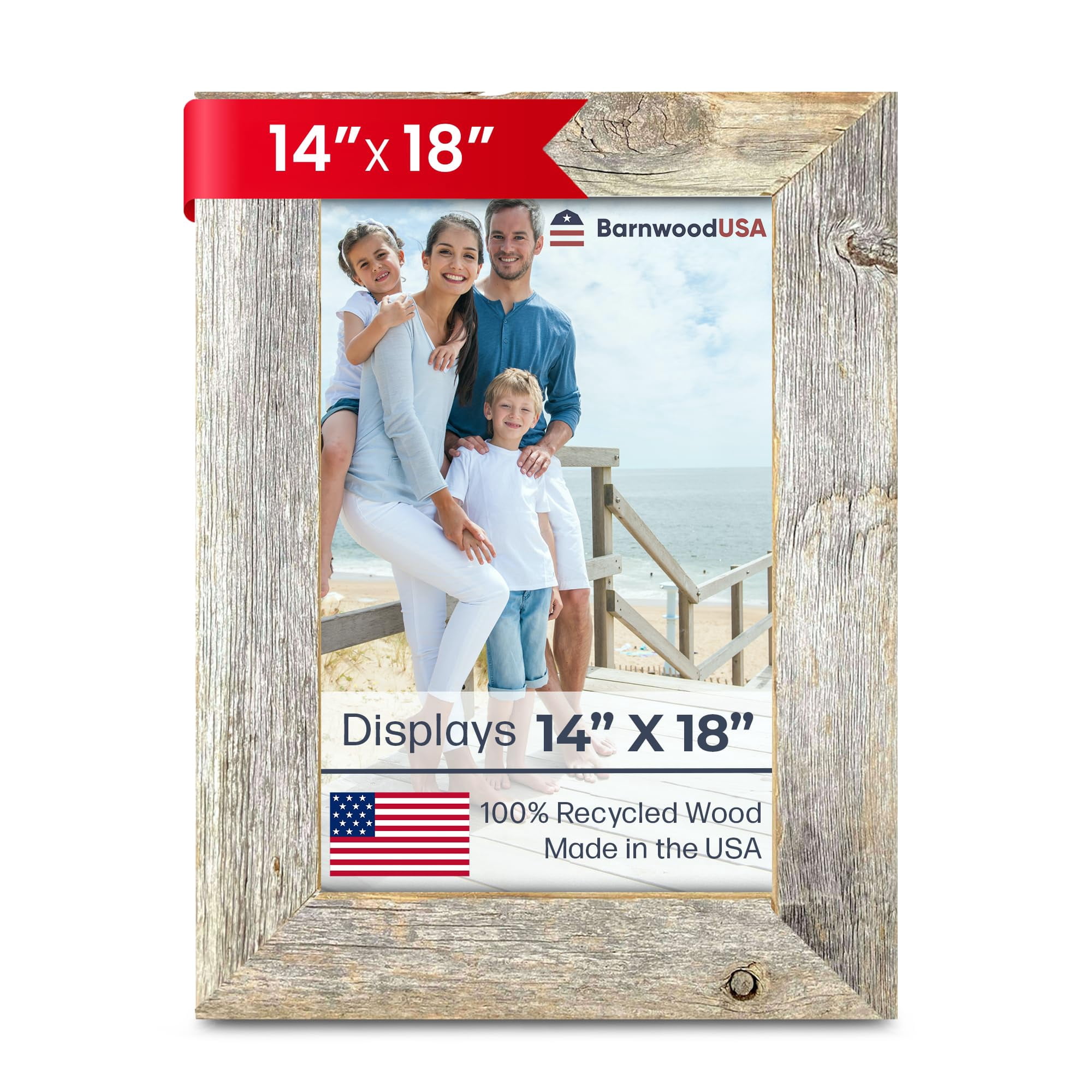 BARNWOODUSA Farmhouse 14x18 Picture frame 1 1/2 inch Molding 100% ...