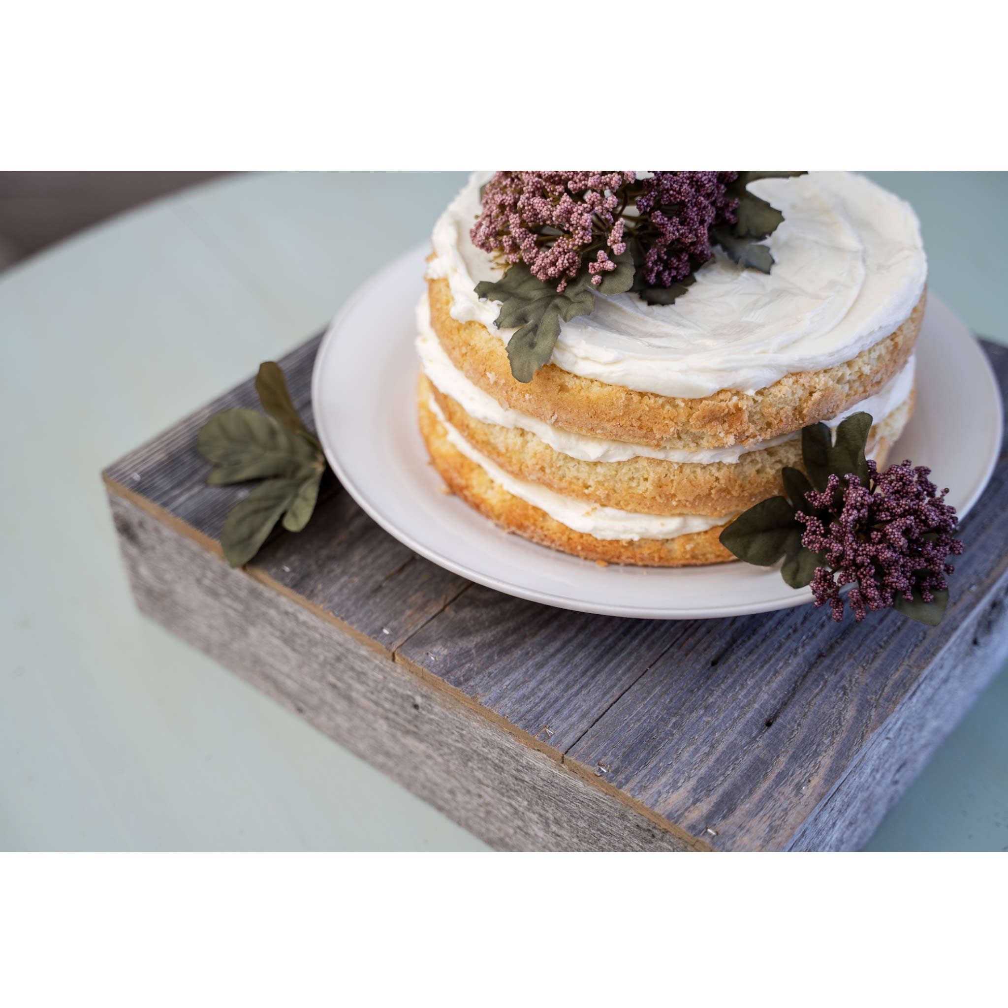 Rustic Gray Reclaimed Wood 15" Square Cake Stand