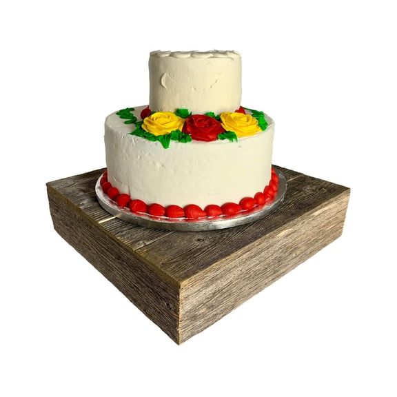 BARNWOODUSA Wood Cake Stand 15"x15" Weathered Gray Rustic Wooden Wedding Dessert Stand Vintage Sturdy 100% Reclaimed Wood