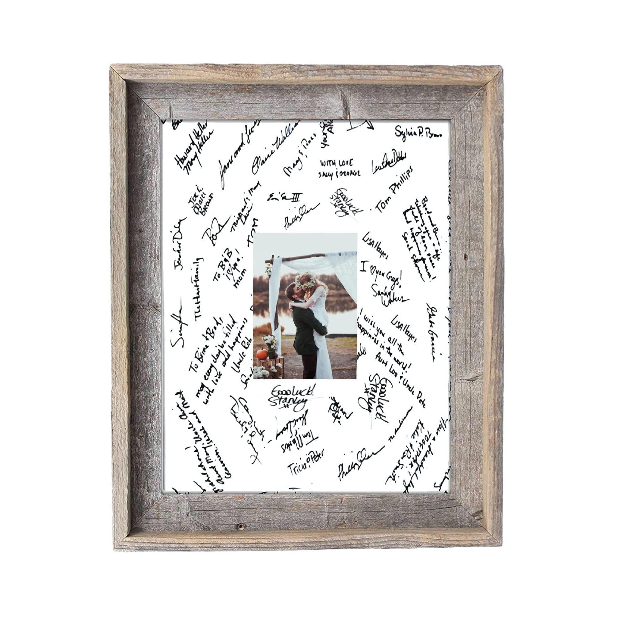 BARNWOODUSA 18x24 Wedding Guest Signature Frame s 8x10 Photo with White Mat for Autographs Wedding, Graduations, Birthday, Retirement
