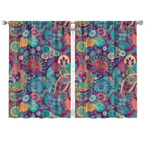 Rustic Farmhouse 2-Piece Kitchen Curtains - Plaid & Floral Print 42x63" Rod Pocket, No Special Hardware