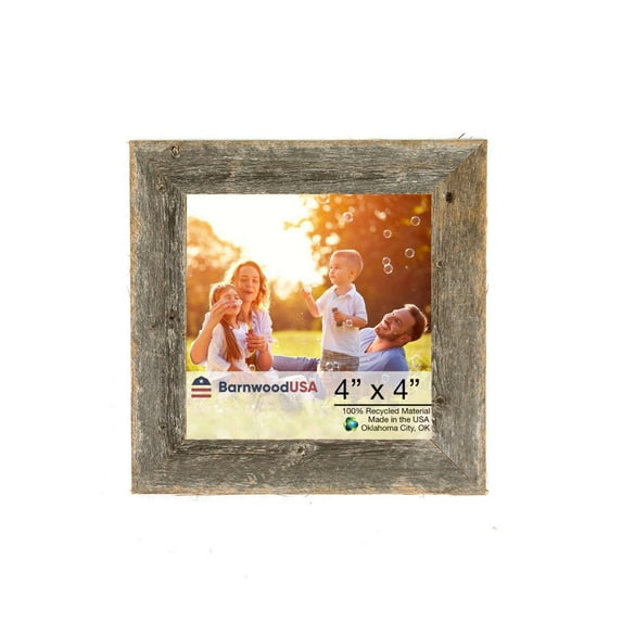 Rustic Farmhouse 4" x 4" Weathered Gray Reclaimed Wood Picture Frame (1.50" Molding)