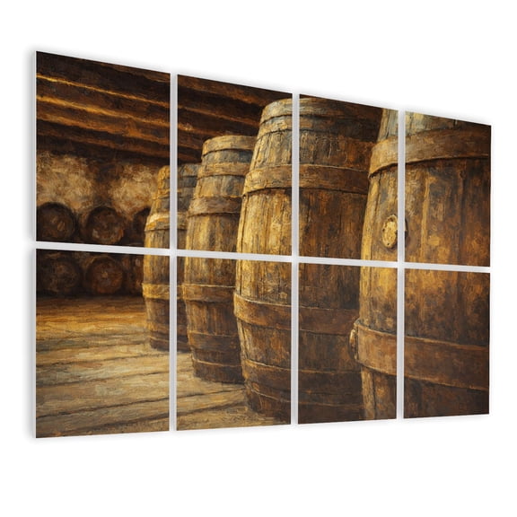 Rustic Farmhouse 8 Pack Art Acoustic Panels Sound Absorbing Barrels Bourbon Whiskey Distillery Manufacturing Decorative Soundproof Wall Panels Self Adhesive for Nursery Game Room Bedroom 48"x32"