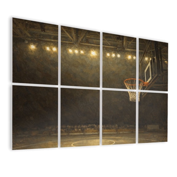 Rustic Farmhouse 8 Pack Art Acoustic Panels Sound Absorbing Basketball Stadium Sports Court Decorative Soundproof Wall Panels Self Adhesive for Nursery Game Room Bedroom 48"x32"