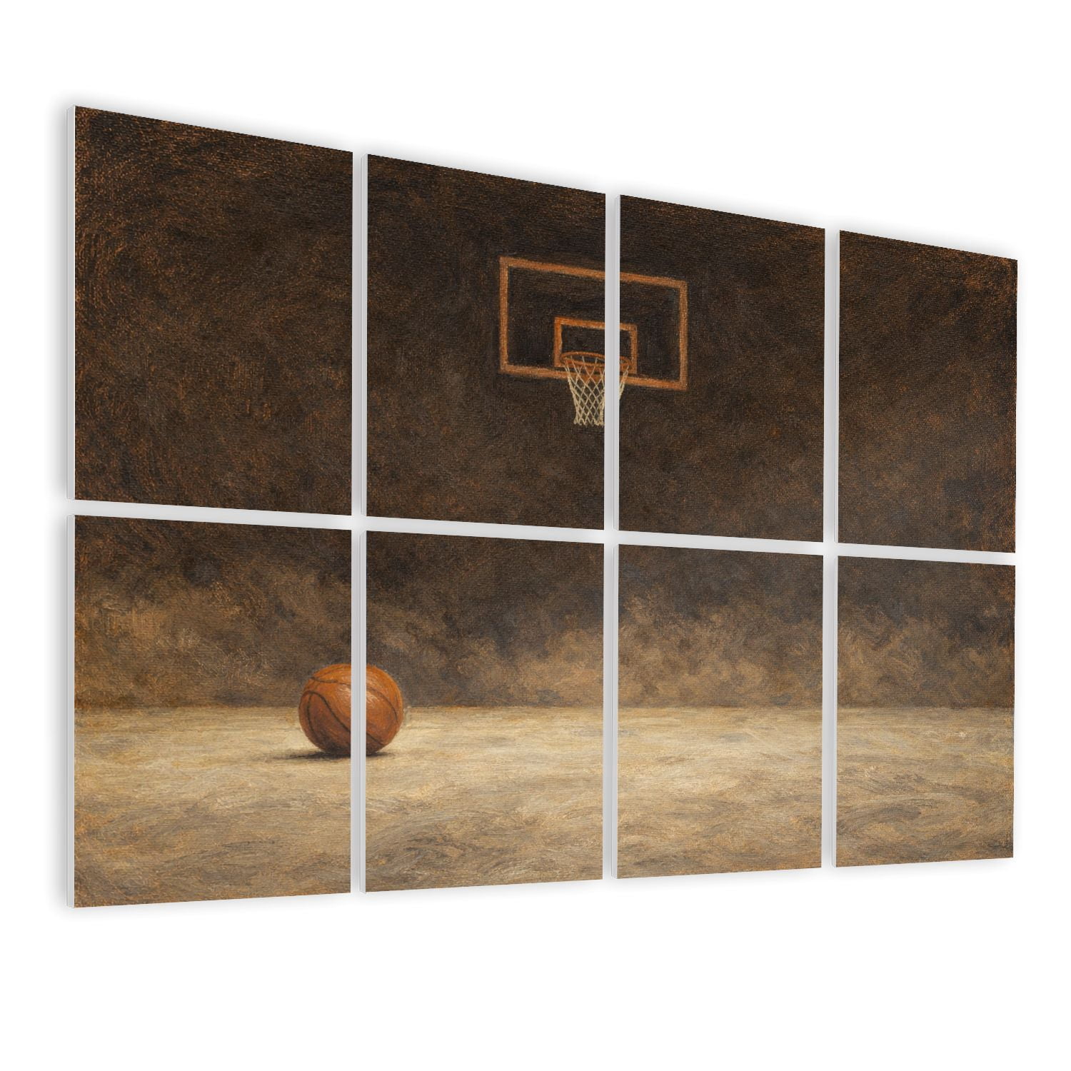 Rustic Farmhouse 8 Pack Art Acoustic Panels Sound Absorbing Basketball graphic sport court Equipment Decorative Soundproof Wall Panels Self Adhesive for Nursery Game Room Bedroom 48"x32"