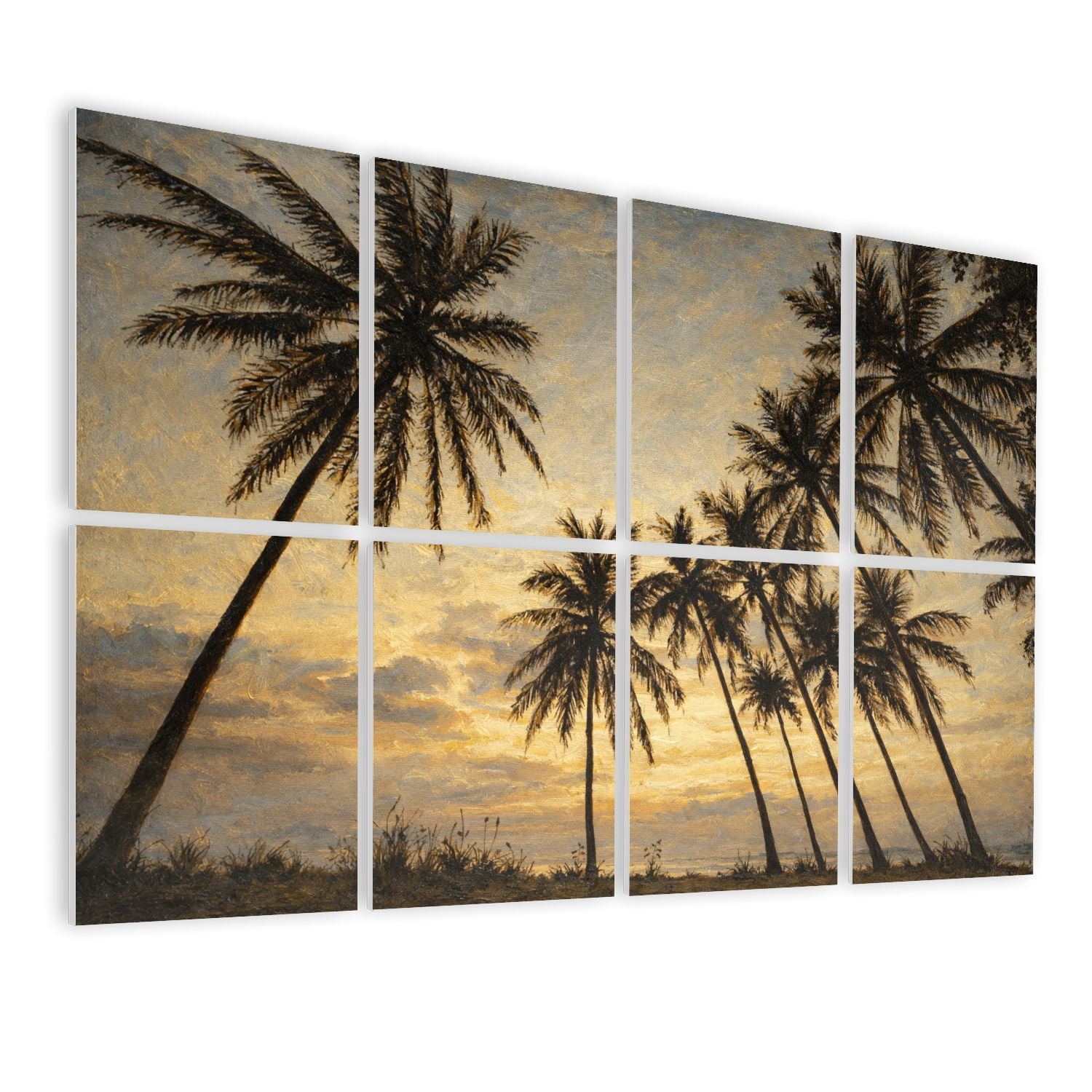 Rustic Farmhouse 8 Pack Art Acoustic Panels Sound Absorbing Black white photo palm trees Decorative Soundproof Wall Panels Self Adhesive for Nursery Game Room Bedroom 48"x32"