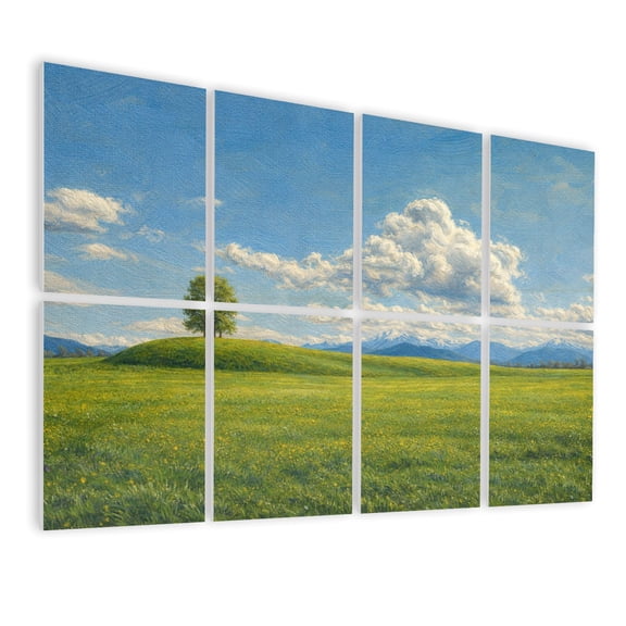 Rustic Farmhouse 8 Pack Art Acoustic Panels Sound Absorbing Blue sky grassland Decorative Soundproof Wall Panels Self Adhesive for Nursery Game Room Bedroom 48"x32"